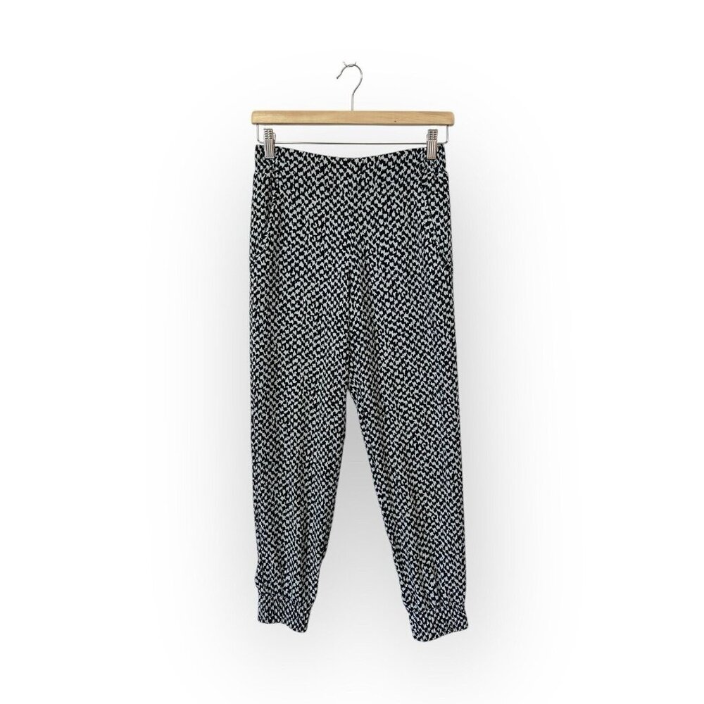 Theory Persha Houndstooth Print Jogger Pants Size P Black and White Xs